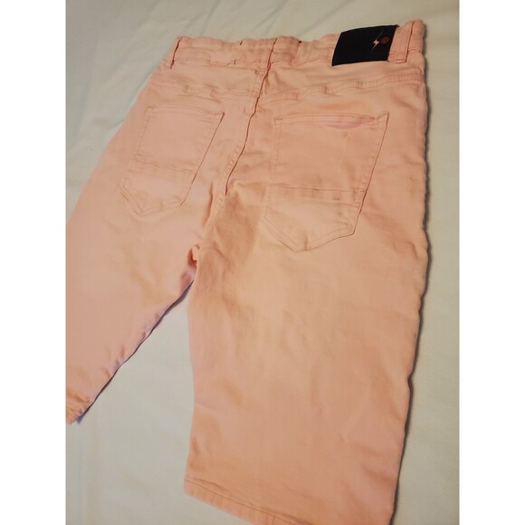 Spark Mens Premium Denim Pink Distressed Shorts Size 32 - Picture 10 of 10